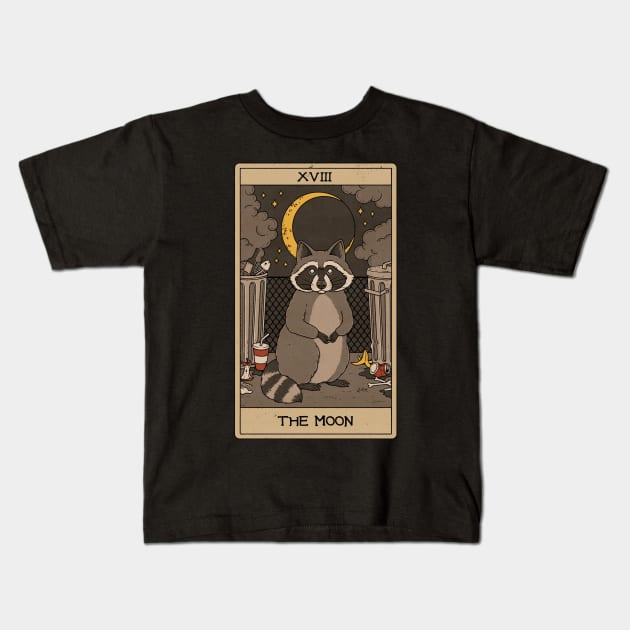 The Moon -  Raccoons Tarot Kids T-Shirt by thiagocorrea